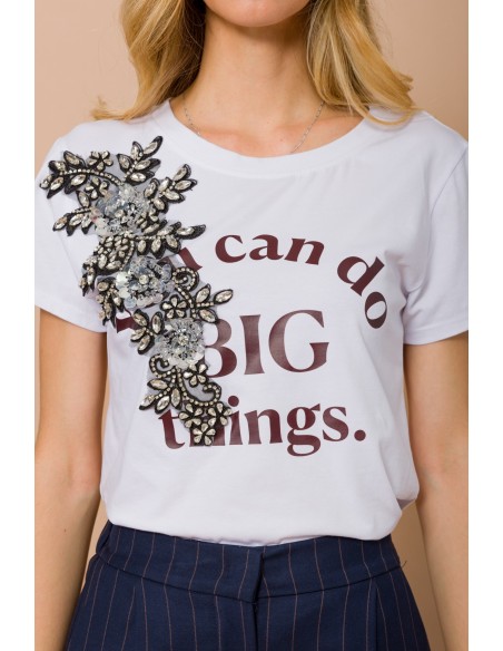 T-shirt « You Can Do Big Things » avec application bijou Maryley