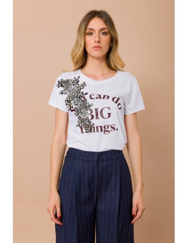T-shirt “You Can Do Big Things” met juweelapplicatie Maryley