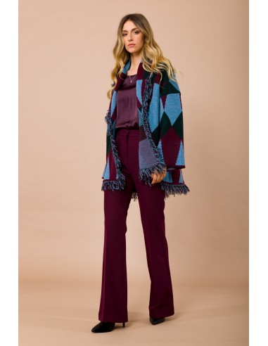Cardigan court avec franges et ceinture en jacquard Maryley