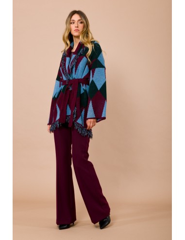 Kort vest met franjes en tailleceintuur van jacquard Maryley