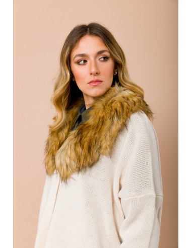 Maryley - Cardigan à col en V en fausse fourrure détachable