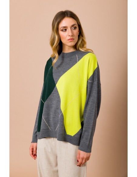 Jersey à manches longues avec motif argyle Maryley