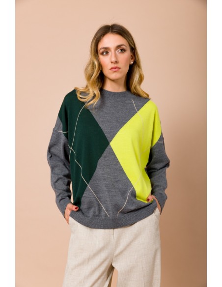 Jersey à manches longues avec motif argyle Maryley