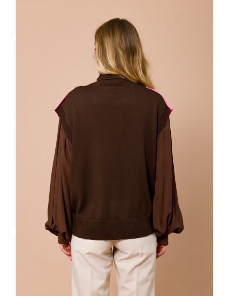 Oversized gilet met hoge kraag en argylemotief Maryley