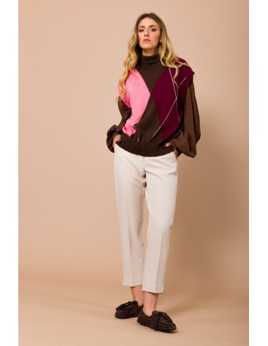Gilet oversize à col montant et motif argyle Maryley