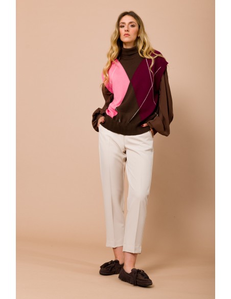 Oversized gilet met hoge kraag en argylemotief Maryley