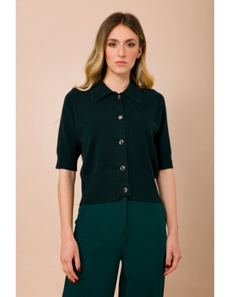 Maryley - Col chemise et cardigan à manches courtes