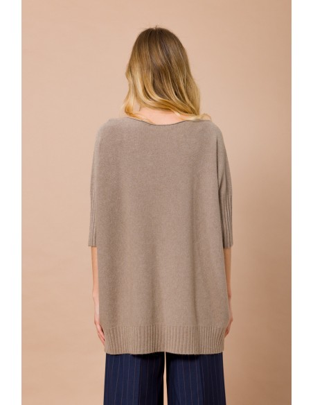 Maryley - Pull oversize à manches 3/4 et col bateau