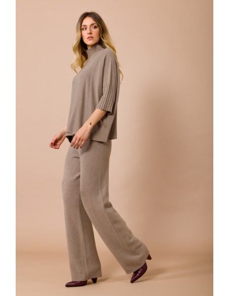 Maryley Pull oversize à col montant et manches 3/4