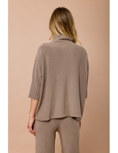 Maryley Pull oversize à col montant et manches 3/4
