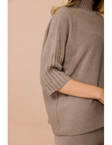Maryley Pull oversize à col montant et manches 3/4