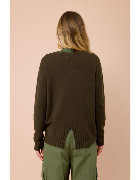 Oversized rondehals trui met split middenachter Maryley