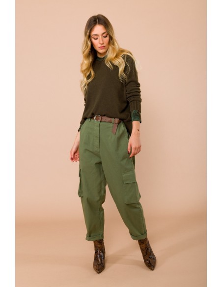 Oversized rondehals trui met split middenachter Maryley