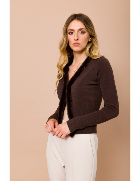 Kort vest met randen van imitatiebont van Maryley