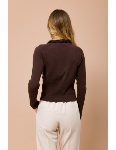 Cardigan court Maryley avec bordure en fausse fourrure