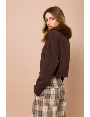 Cardigan met afneembare kraag van imitatiebont van Maryley