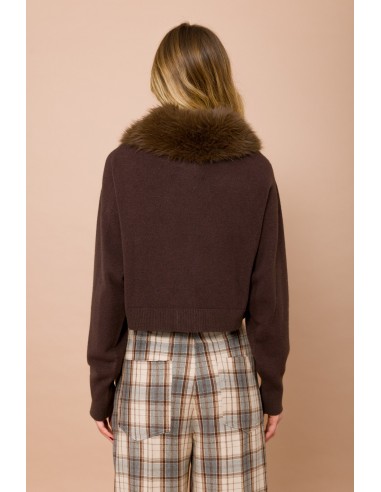 Cardigan met afneembare kraag van imitatiebont van Maryley