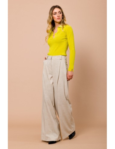 Polo Maryley en maille côtelée avec col en Lurex