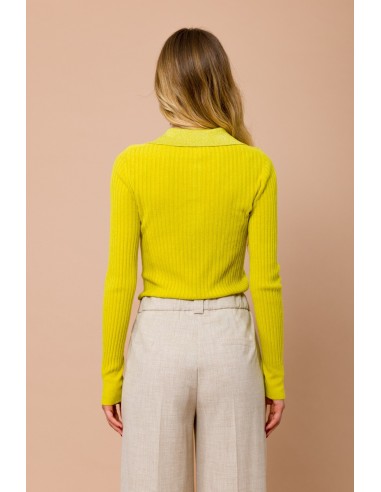 Polo Maryley en maille côtelée avec col en Lurex