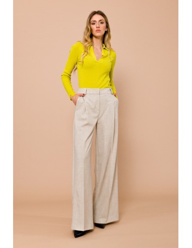 Polo Maryley en maille côtelée avec col en Lurex