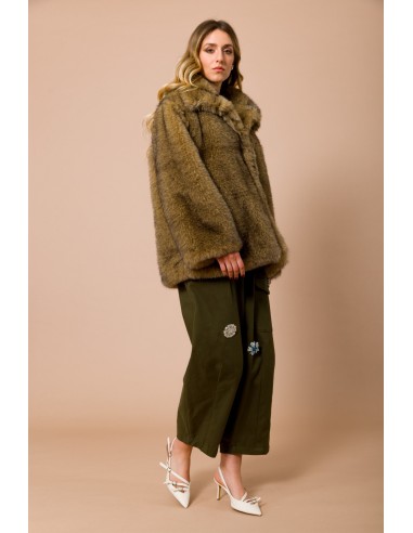 Oversized imitatiebontjas Lupo met hoge kraag en drukknopen Maryley