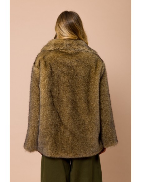 Oversized imitatiebontjas Lupo met hoge kraag en drukknopen Maryley