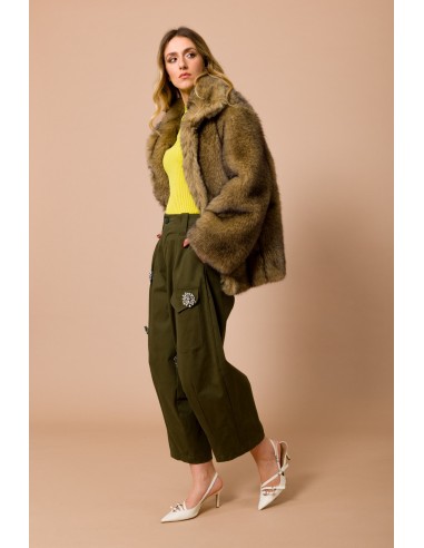 Loup en fausse fourrure Oversize avec col montant et boutons automatiques Maryley