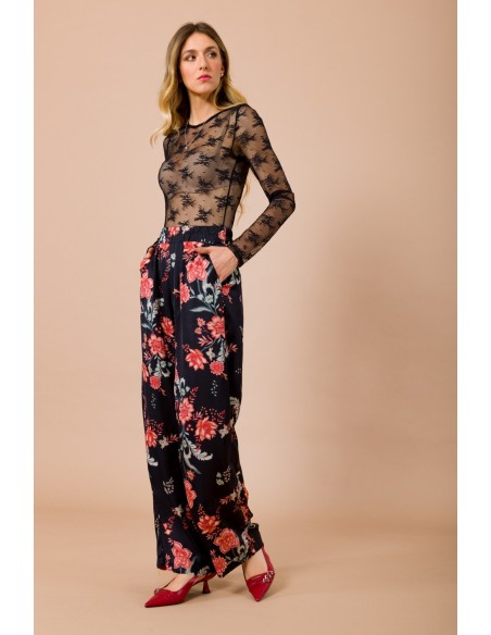 Body Lace Crew Neck Slim Fit Long Sleeve Maryley
