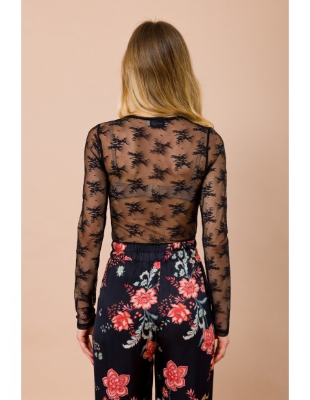 Body Lace Crew Neck Slim Fit Long Sleeve Maryley