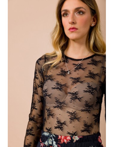 Body Lace Crew Neck Slim Fit Long Sleeve Maryley