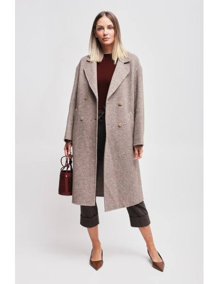 Manteau oversize à double boutonnage en laine Maryley