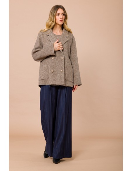 Maryley Manteau court non doublé à double boutonnage avec poches plaquées