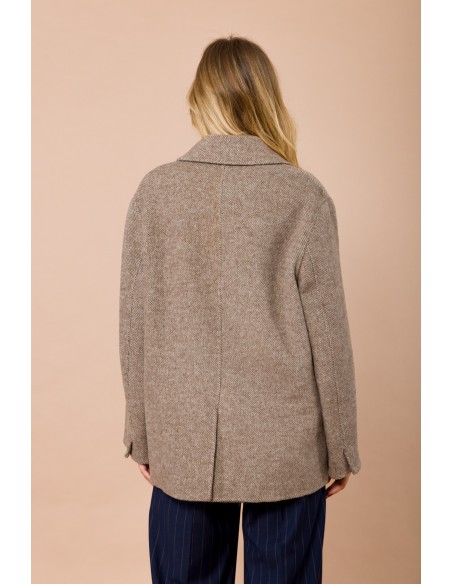 Maryley Manteau court non doublé à double boutonnage avec poches plaquées