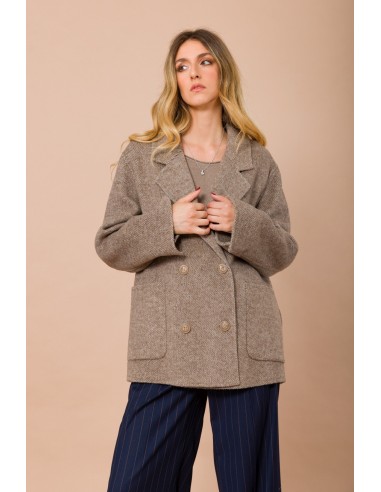 Maryley Manteau court non doublé à double boutonnage avec poches plaquées