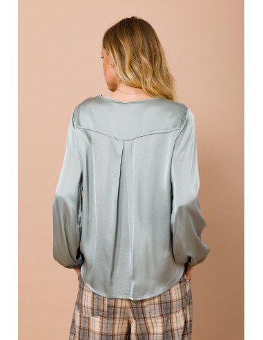 Maryley - Chemisier en satin de viscose à col en V