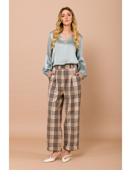 Maryley-blouse met V-hals van viscose-satijn