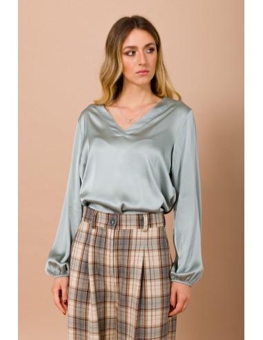 Maryley - Chemisier en satin de viscose à col en V