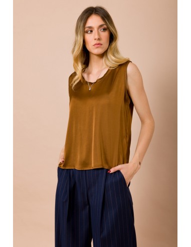 Maryley-top met ronde hals van viscose-satijn