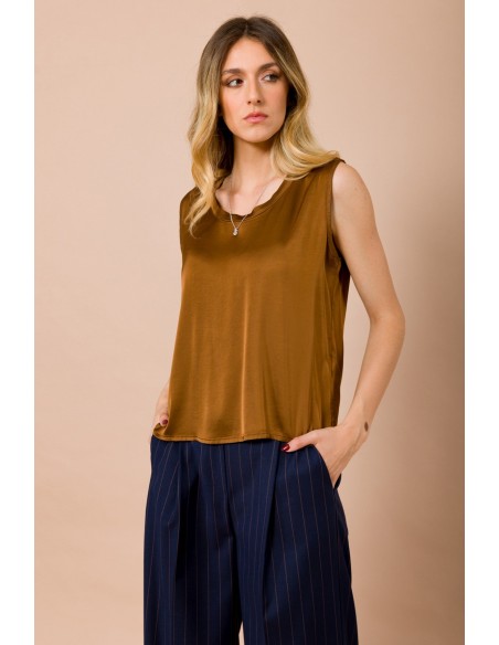 Maryley - Top ras du cou en satin de viscose