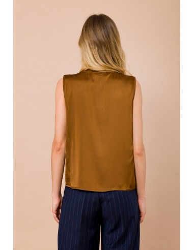 Maryley-top met ronde hals van viscose-satijn