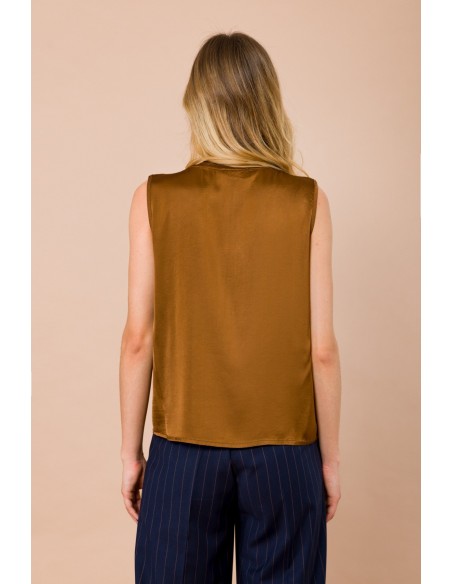 Maryley - Top ras du cou en satin de viscose