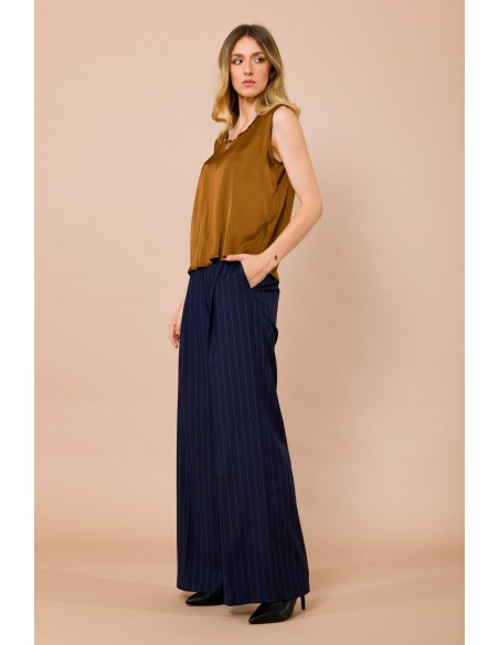 Maryley-top met ronde hals van viscose-satijn
