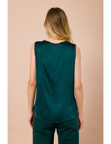Maryley - Top en satin de viscose à col en V