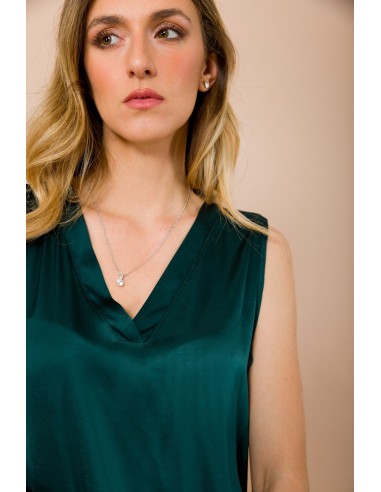 Maryley - Top en satin de viscose à col en V