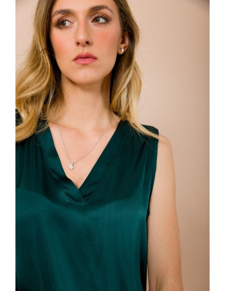 Maryley - Top en satin de viscose à col en V