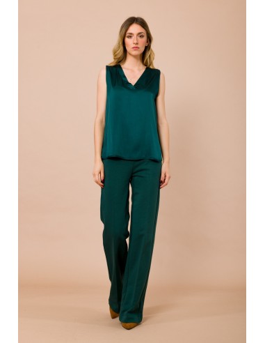 Maryley - Top en satin de viscose à col en V