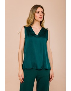Maryley - Top en satin de viscose à col en V
