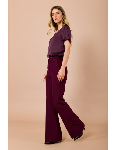 T-shirt à col rond et manches courtes en satin de viscose Maryley