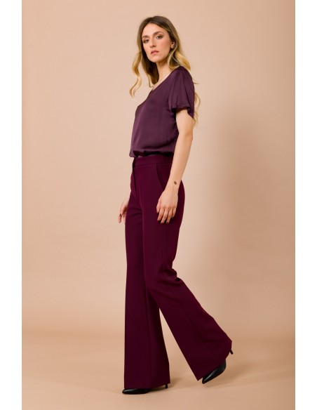 T-shirt à col rond et manches courtes en satin de viscose Maryley