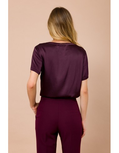 T-shirt à col rond et manches courtes en satin de viscose Maryley
